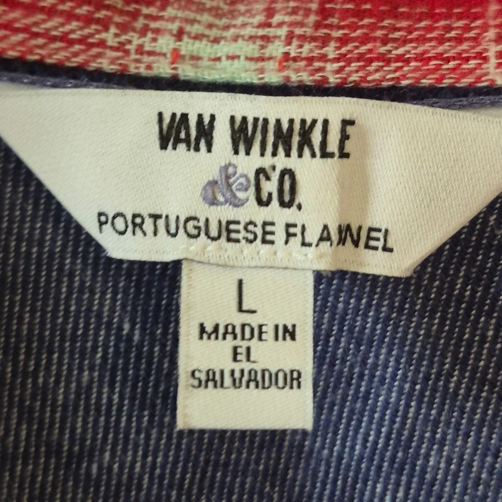 Van Winkle & Co Womens Red Plaid Snowflake Portuguese Flannel Sleep Shirt Large